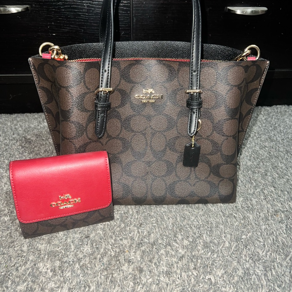 Coach Brown and Black Monogram Tote Bag